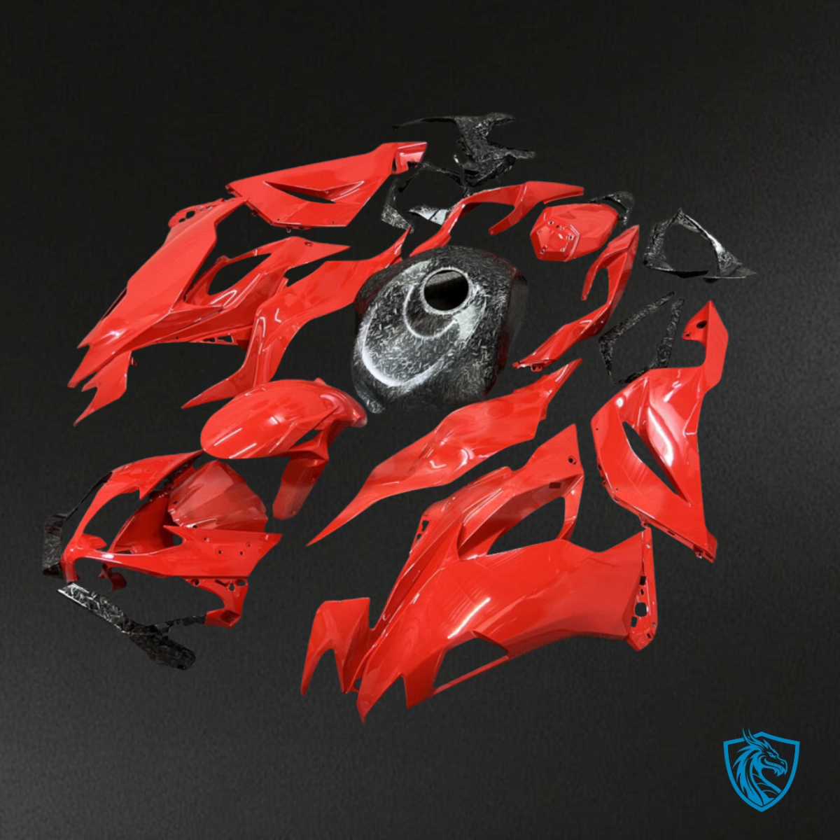 Kawasaki ZX6R (2019-2023) Gloss Red & Black Fairing Kit - Aftermarket ABS Bodywork