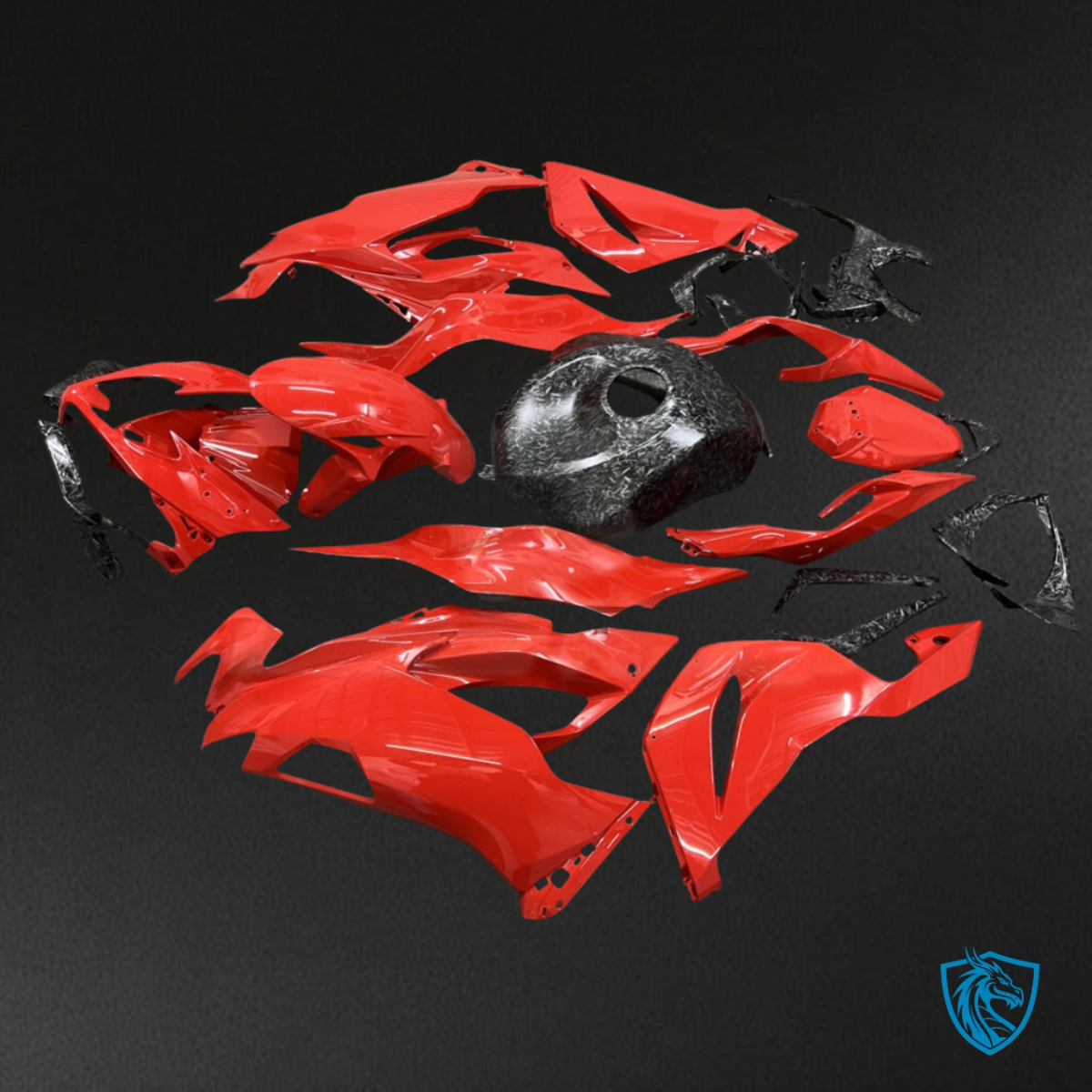 Kawasaki ZX6R (2019-2023) Gloss Red & Black Fairing Kit - Aftermarket ABS Bodywork