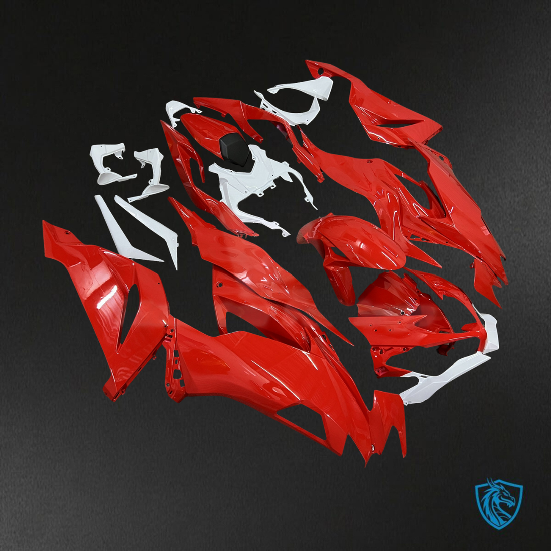 Kawasaki ZX6R (2019-2023) Gloss Red & White - Replacement Motorcycle Fairings Kit