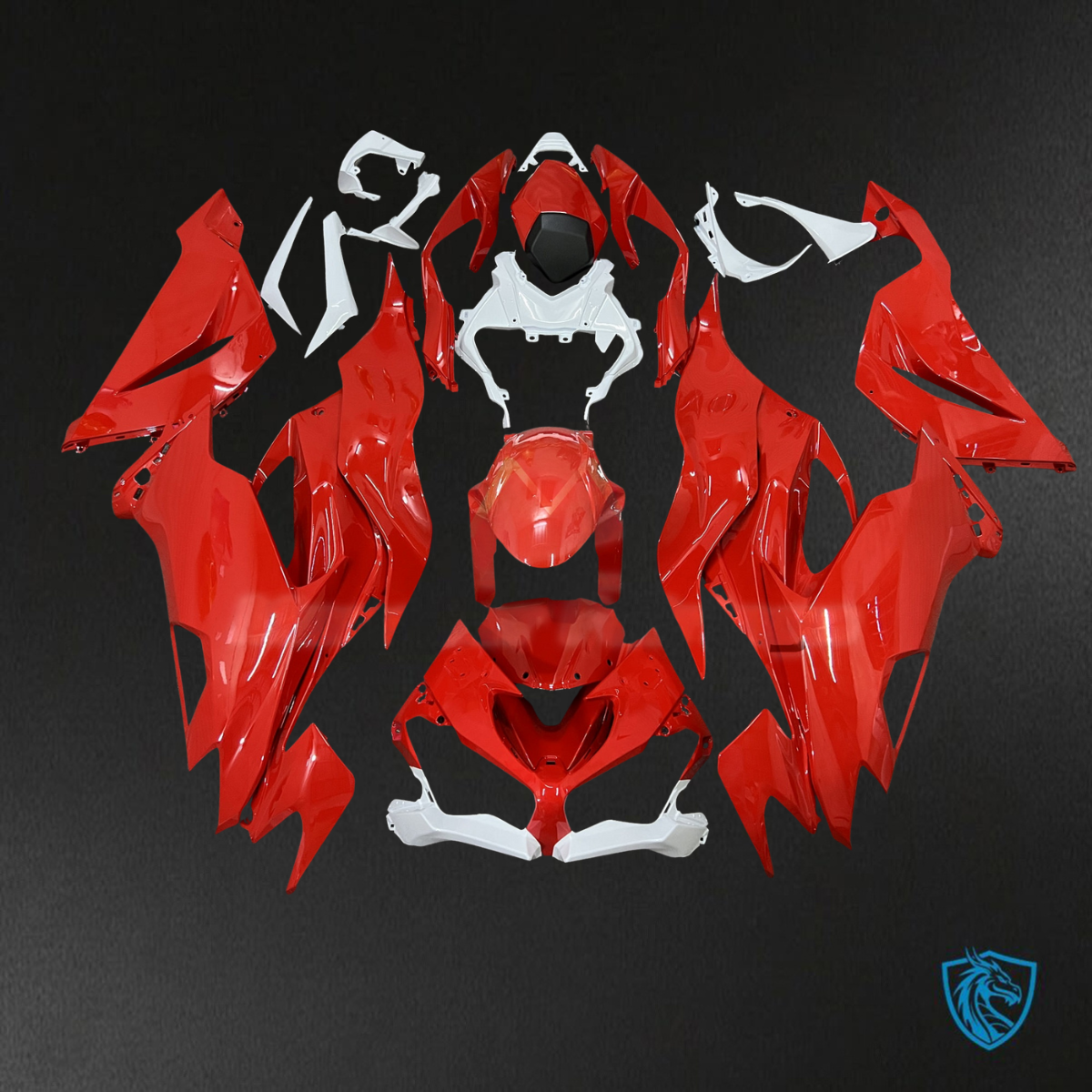 Kawasaki ZX6R (2019-2023) Gloss Red & White - Replacement Motorcycle Fairings Kit
