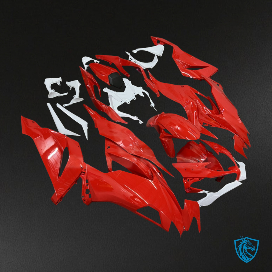 Kawasaki ZX6R (2019-2023) Gloss Red & White - Custom ABS Fairing Kit