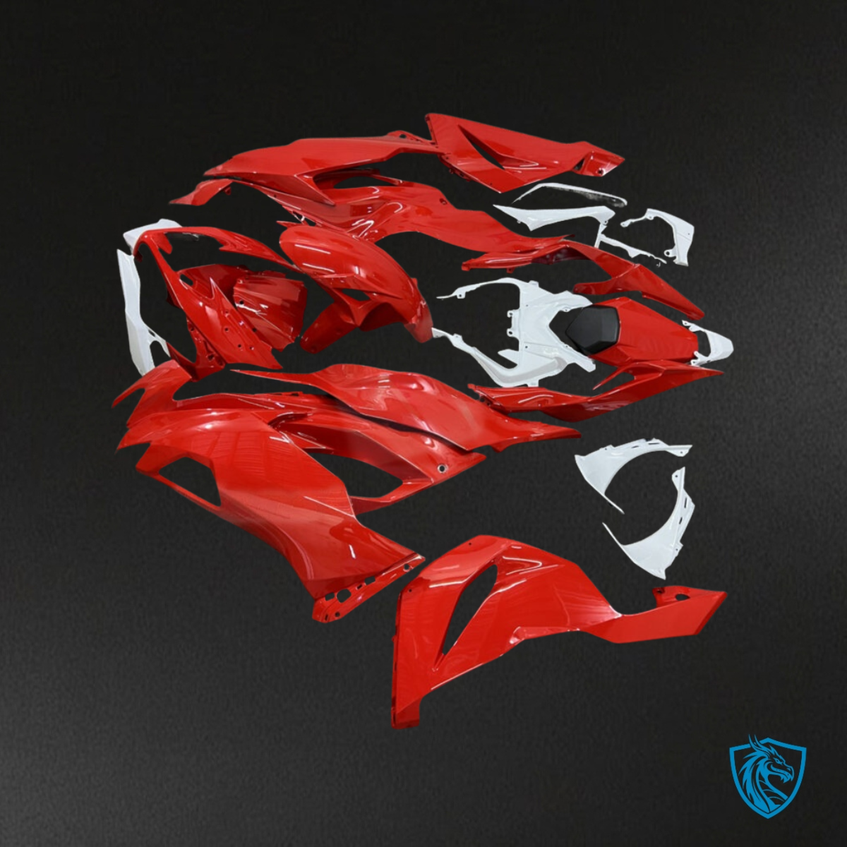 Kawasaki ZX6R (2019-2023) Gloss Red & White - Custom ABS Fairing Kit
