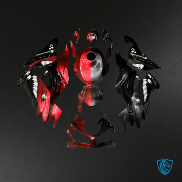 Kawasaki ZX6R (2019-2023) Gloss Red & Black Shark Split Fairings Kit - Aftermarket ABS Bodywork
