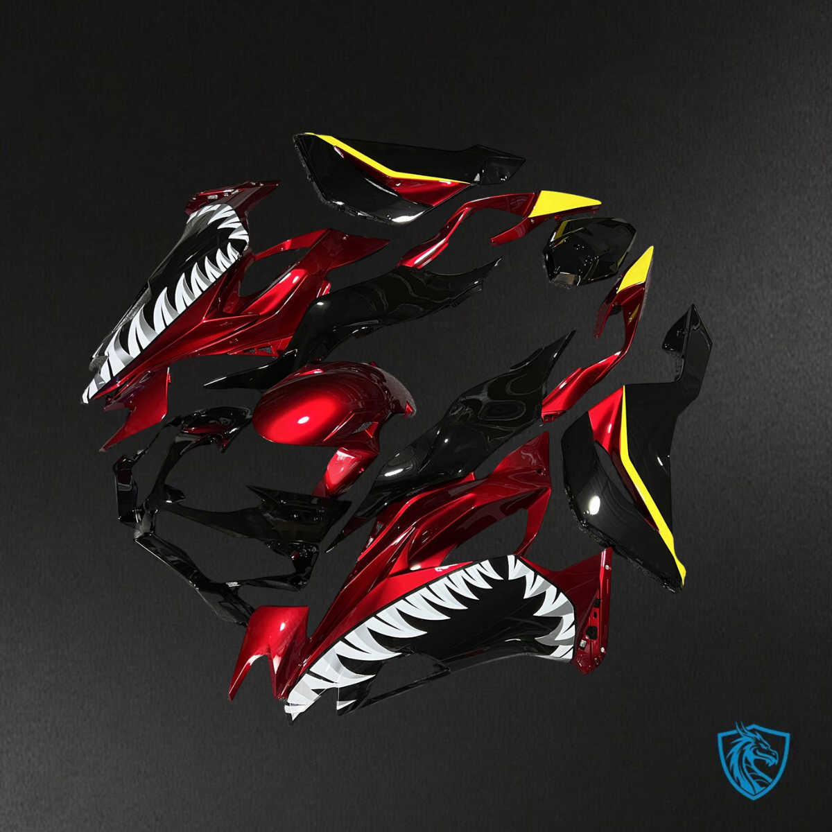 Kawasaki ZX6R (2019-2023) Gloss Red & Black Shark - Custom ABS Fairing Kit