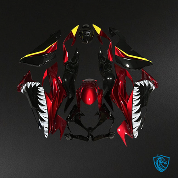 Kawasaki ZX6R (2019-2023) Gloss Red, Black & Yellow Shark Fairing Kit | ABS Bodywork