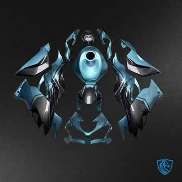Kawasaki ZX6R (2019-2023) Gloss Teal & Black Carbon Fiber Fairings Kit - Aftermarket ABS Bodywork