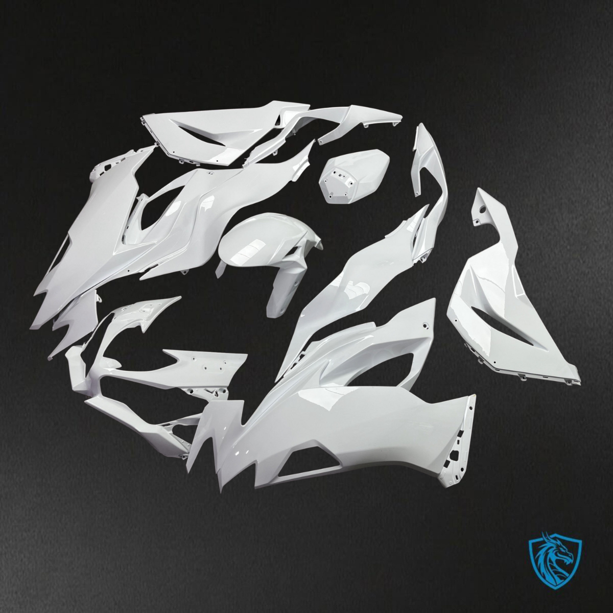 Kawasaki ZX6R (2019-2023) Gloss White Fairings Kit - Aftermarket ABS Bodywork