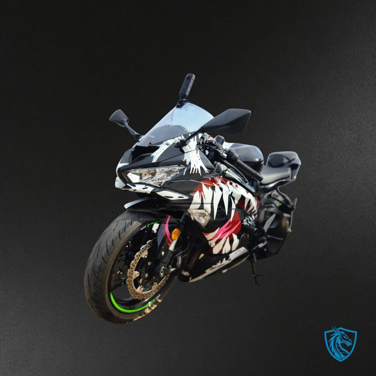 Kawasaki ZX6R (2019-2023) Gloss White & Black Split Venom - Custom ABS Fairing Kit