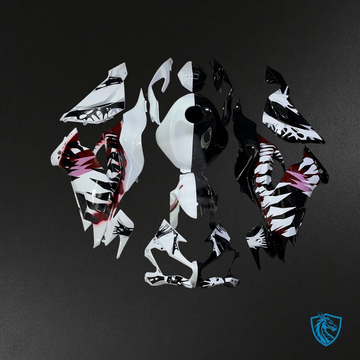 Kawasaki ZX6R (2019-2023) Gloss White & Black Split Venom - Custom ABS Fairing Kit