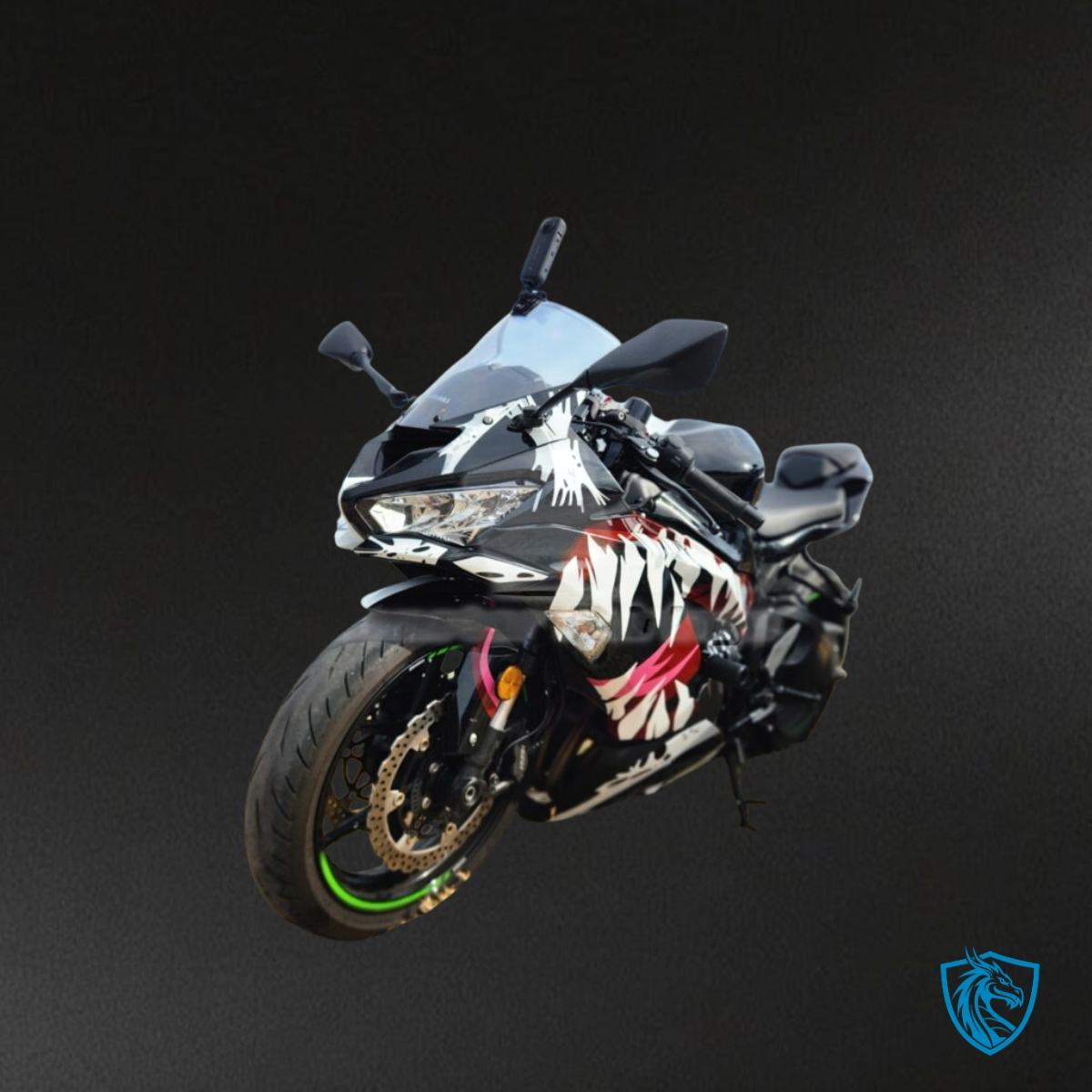 Kawasaki ZX6R (2019-2023) Gloss White & Black Shark - Custom ABS Fairing Kit