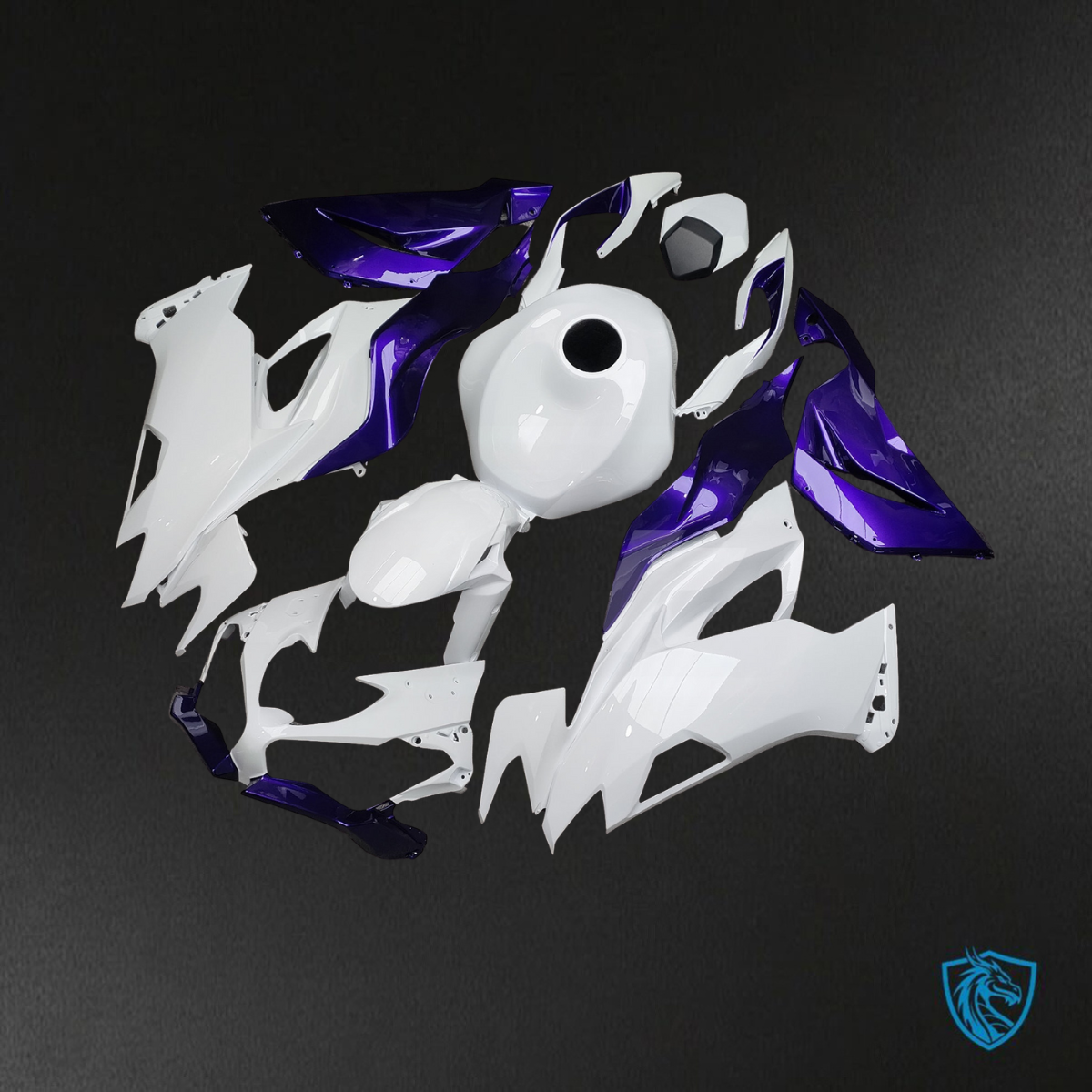 Kawasaki ZX6R (2019-2023) Gloss White & Purple - Replacement Motorcycle Fairings Kit