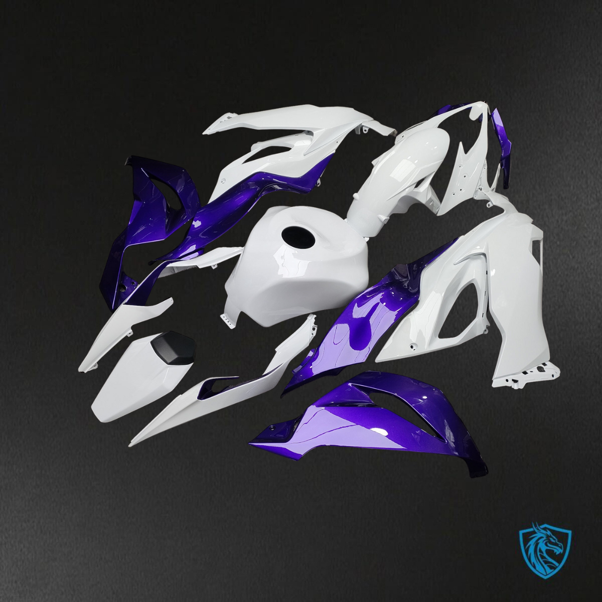 Kawasaki ZX6R (2019-2023) Gloss White & Purple - Replacement Motorcycle Fairings Kit