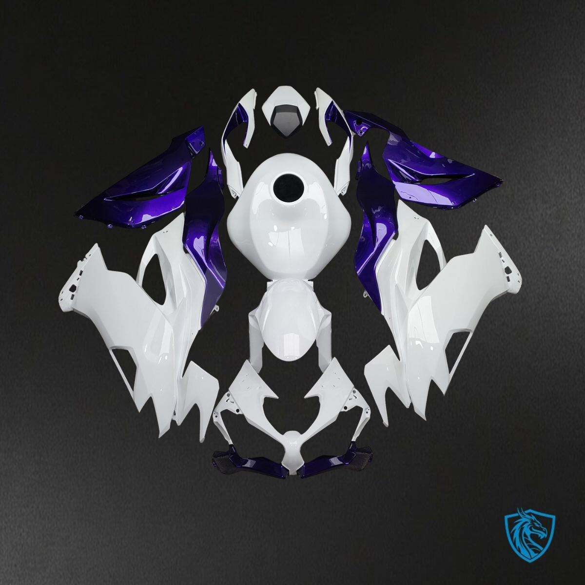 Kawasaki ZX6R (2019-2023) Gloss White & Purple - Replacement Motorcycle Fairings Kit