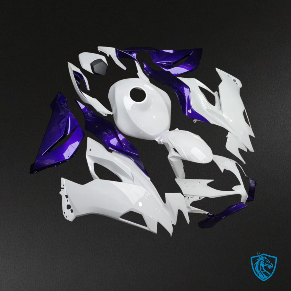 Kawasaki ZX6R (2019-2023) Gloss White & Purple ABS Fairing Kit | ABS Bodywork