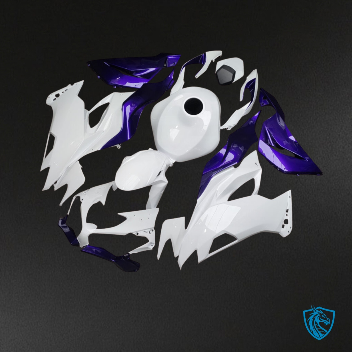 Kawasaki ZX6R (2019-2023) Gloss White & Purple ABS Fairing Kit | ABS Bodywork