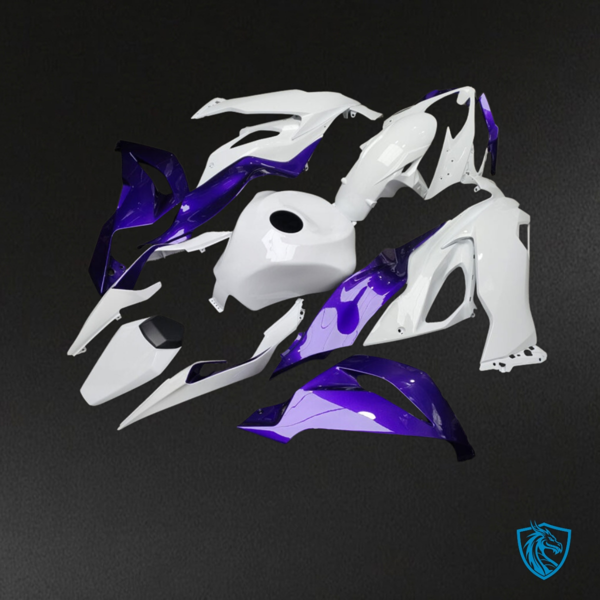 Kawasaki ZX6R (2019-2023) Gloss White & Purple ABS Fairing Kit | ABS Bodywork