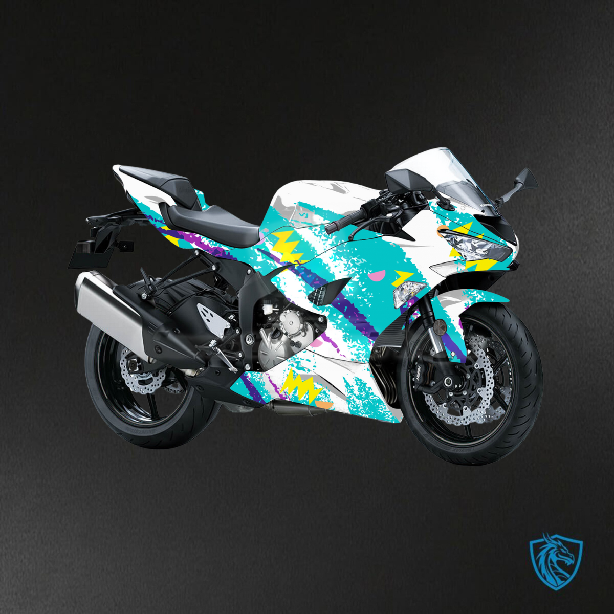Kawasaki ZX6R (2019-2023) Gloss White & Light Blue - Custom ABS Fairing Kit