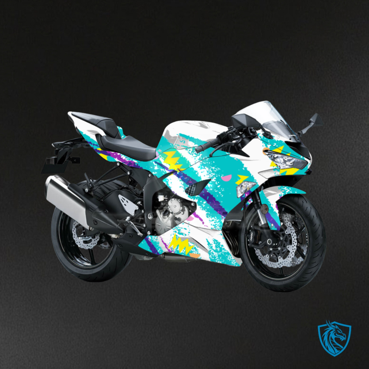 Kawasaki ZX6R (2019-2023) Gloss White & Aqua Fairing Kit - Aftermarket ABS Bodywork