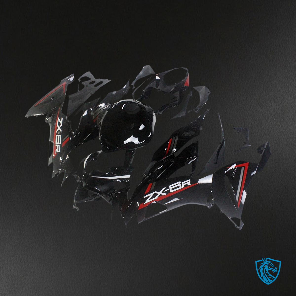 Kawasaki ZX6R (2019-2023) Glossy Red & Black - Fairing Kit