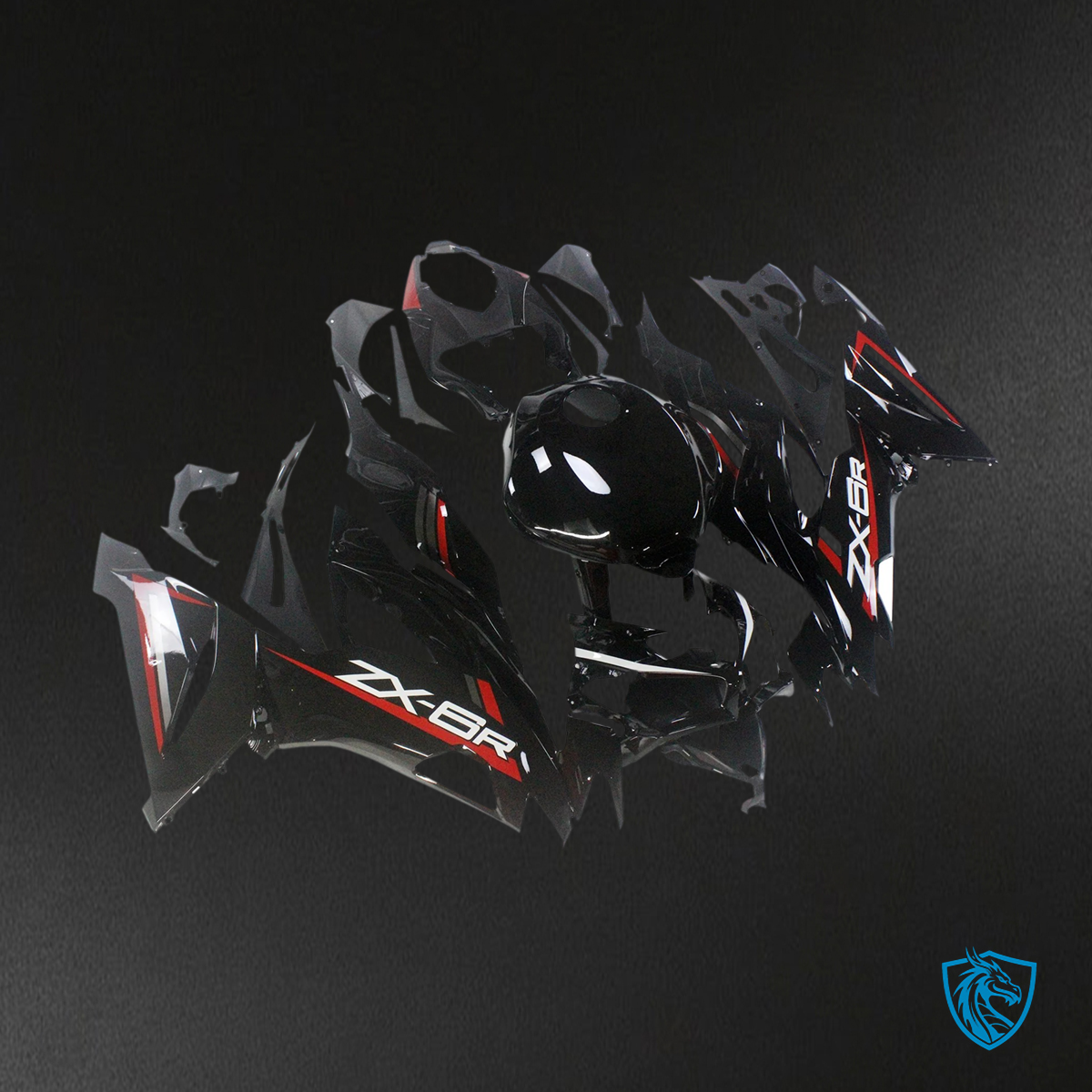 Kawasaki ZX6R (2019-2023) Glossy Red & Black - Fairing Kit