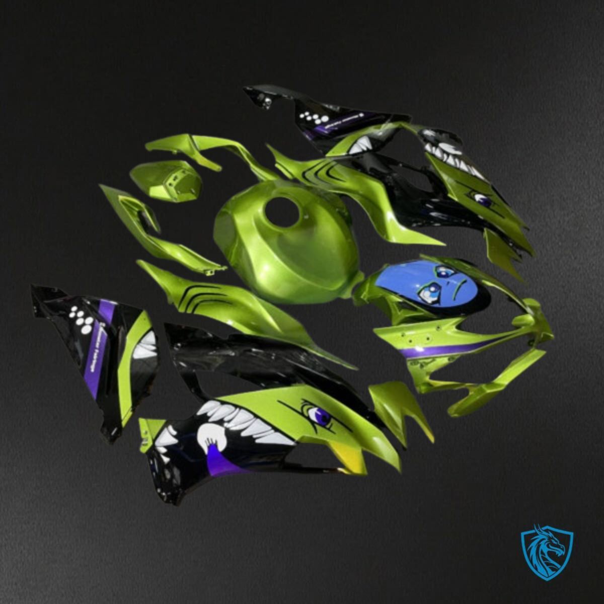 Kawasaki ZX6R (2019-2023) Green Rossi Shark - Replacement Motorcycle Fairings Kit