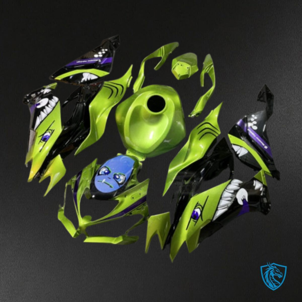 Kawasaki ZX6R (2019-2023) Green Rossi Shark - Replacement Motorcycle Fairings Kit