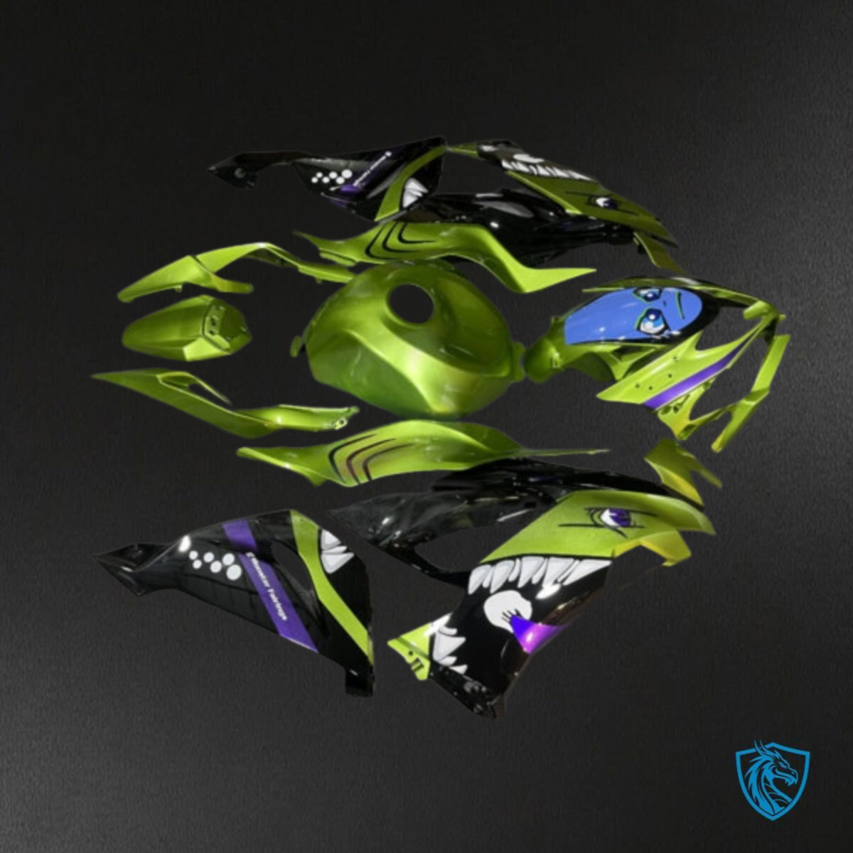 Kawasaki ZX6R (2019-2023) Green Rossi Shark - Replacement Motorcycle Fairings Kit