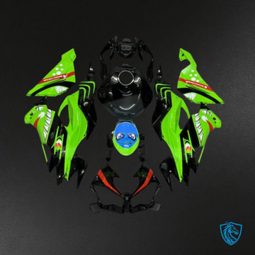 Kawasaki ZX6R (2019-2023) Black & Green Shark Fairings Kit - Aftermarket ABS Bodywork