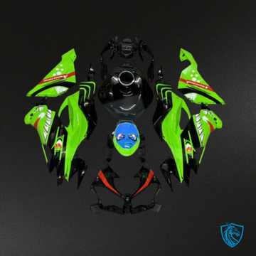 Kawasaki ZX6R (2019-2023) Blue, Green & Black Shark Fairing Kit | ABS Bodywork