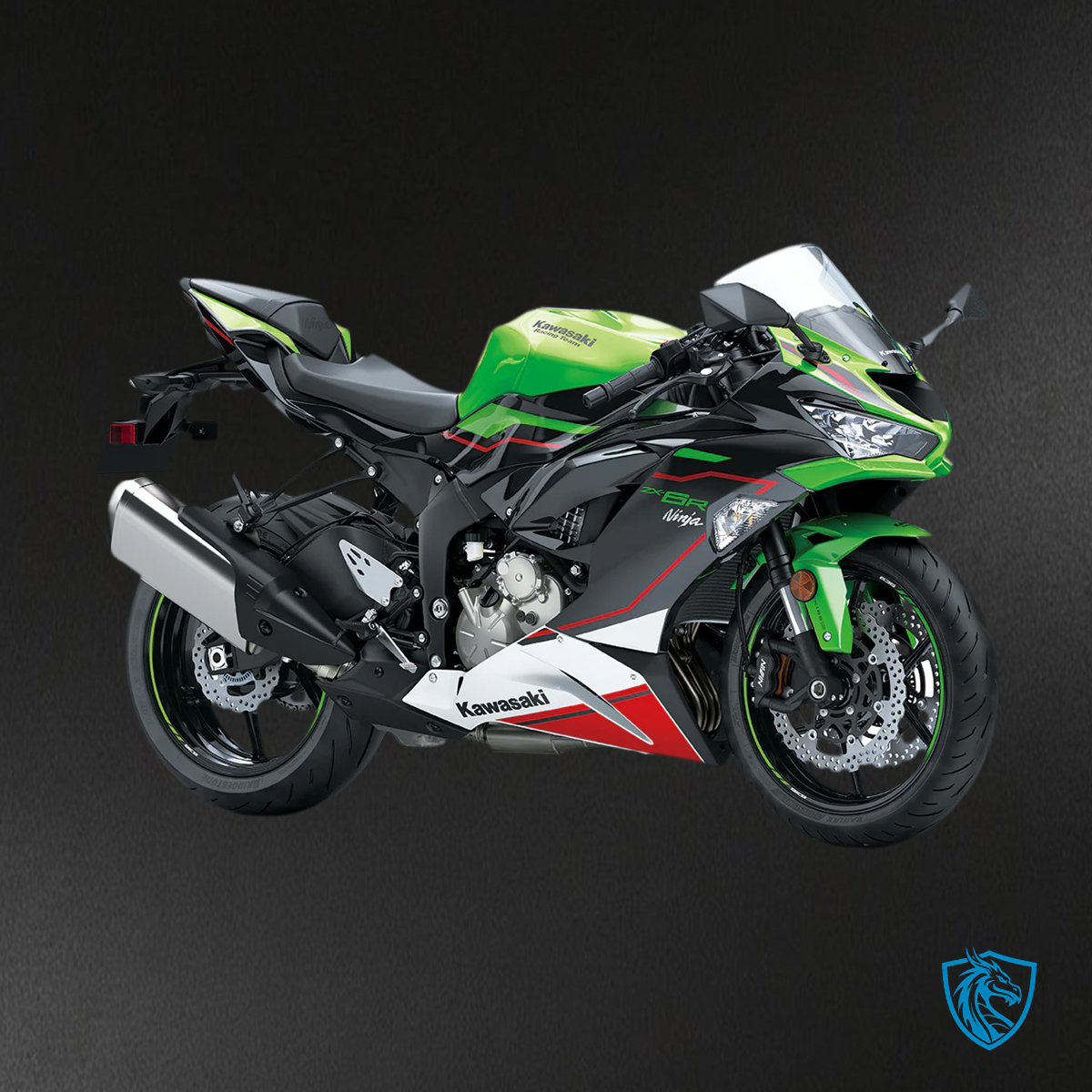 Kawasaki ZX6R (2019-2023) Green, Black & White - Fairing Kit