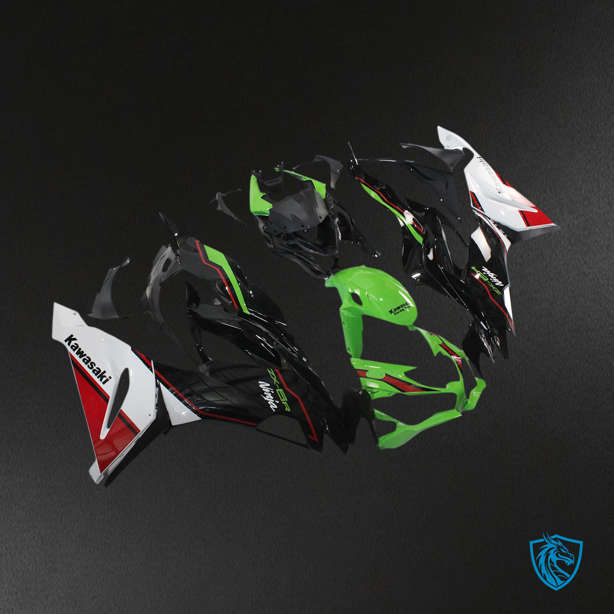 Kawasaki ZX6R (2019-2023) Green, Black & White - Fairing Kit
