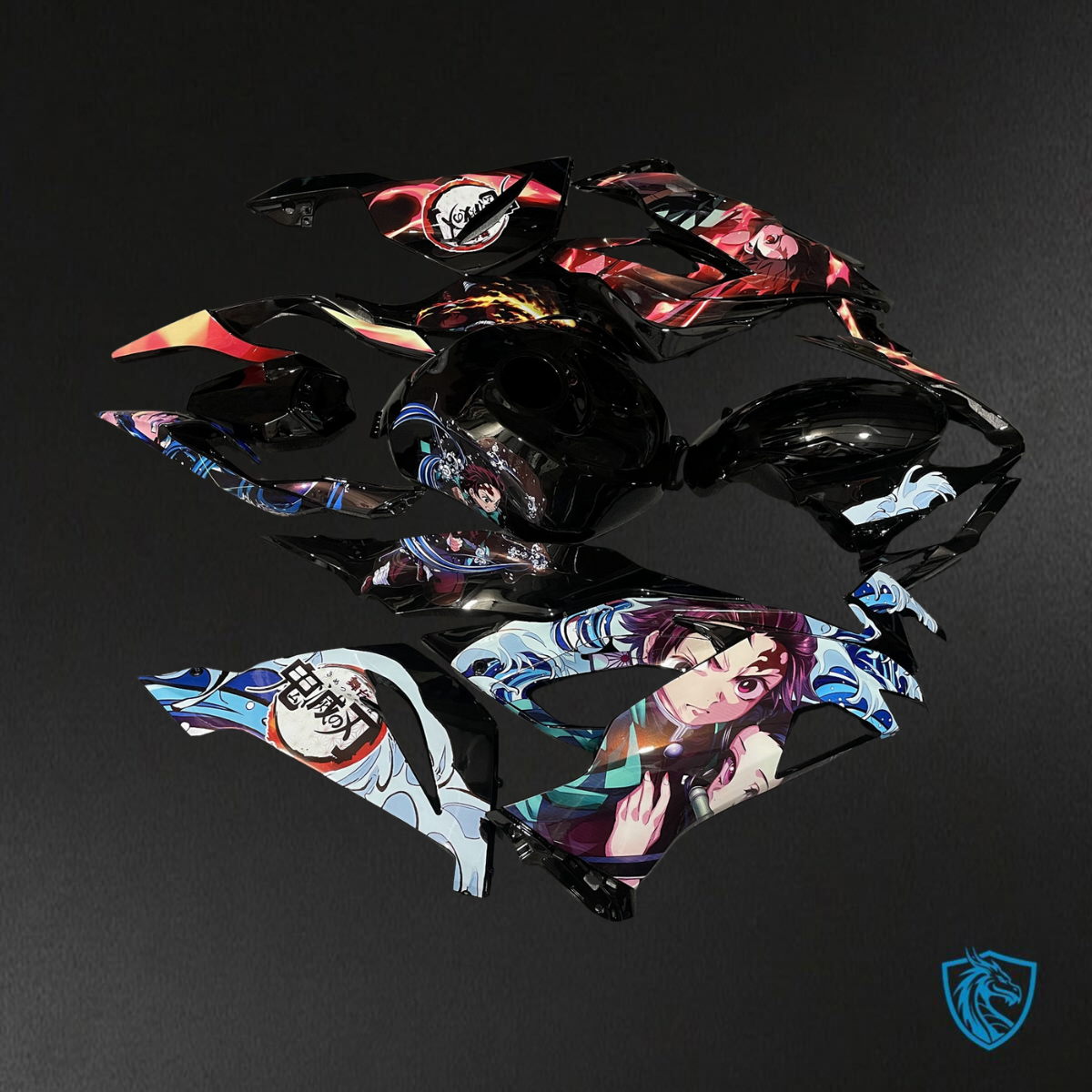 Kawasaki ZX6R (2019-2023) Matte Black Demon Slayer Fairings Kit - Aftermarket ABS Bodywork