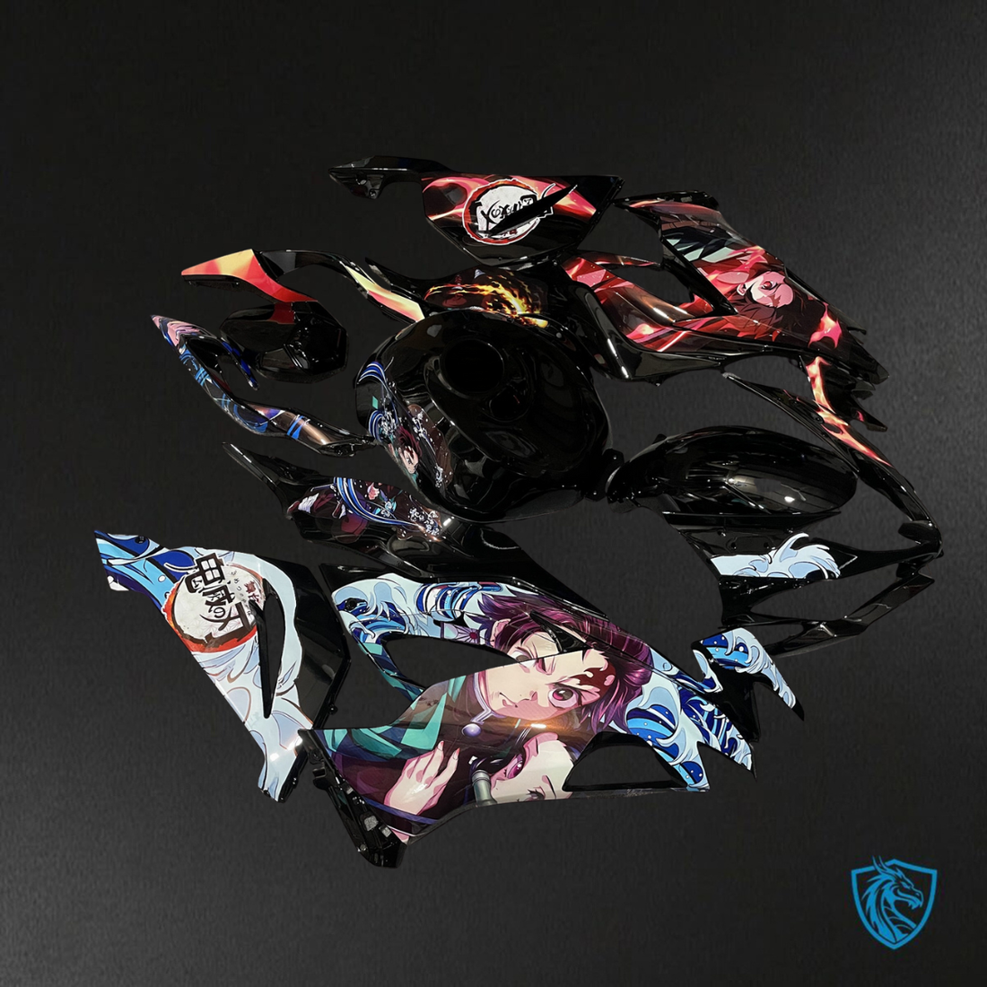 Kawasaki ZX6R (2019-2023) Matte Black Demon Slayer Fairings Kit - Aftermarket ABS Bodywork