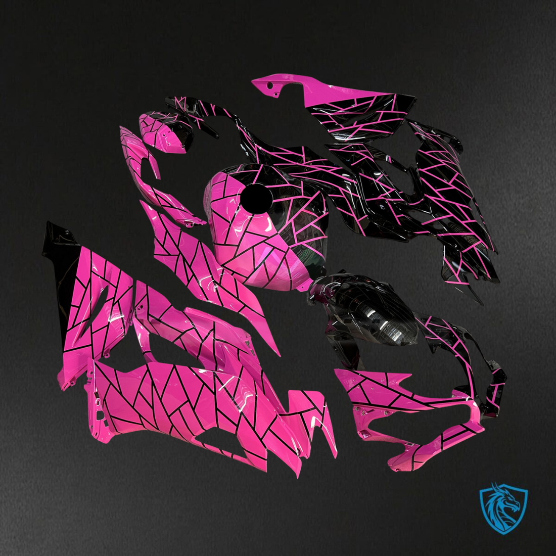 Kawasaki ZX6R (2019-2023) Matte Black & High Vis Hot Pink - Custom ABS Fairing Kit