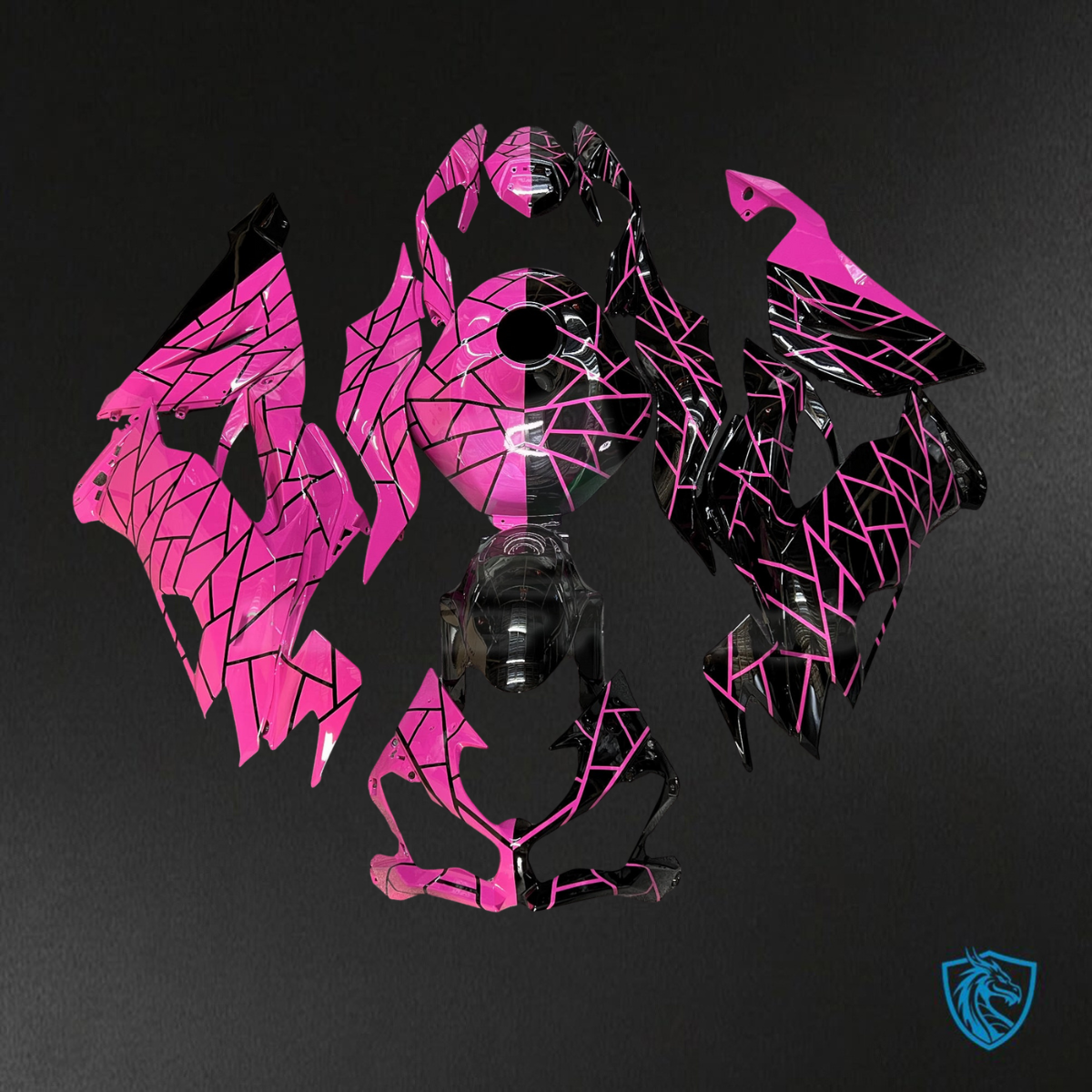 Kawasaki ZX6R (2019-2023) Matte Black & High Vis Hot Pink - Custom ABS Fairing Kit