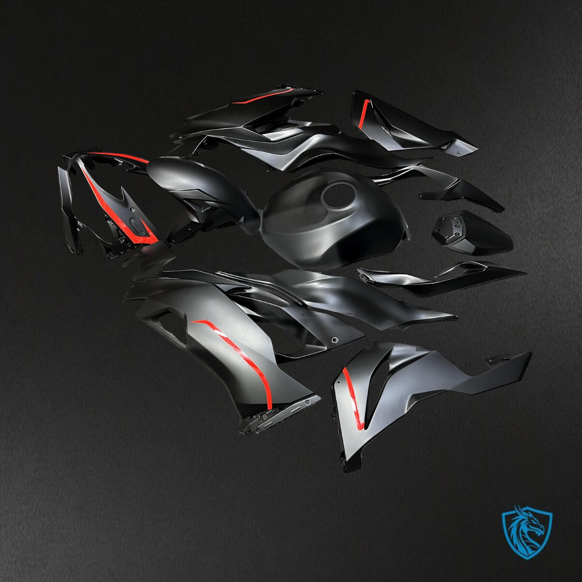 Kawasaki ZX6R (2019-2023) Matte Black & Red - Custom ABS Fairing Kit