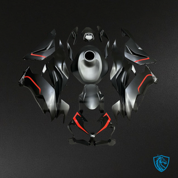 Kawasaki ZX6R (2019-2023) Matte Black & Red - Custom ABS Fairing Kit