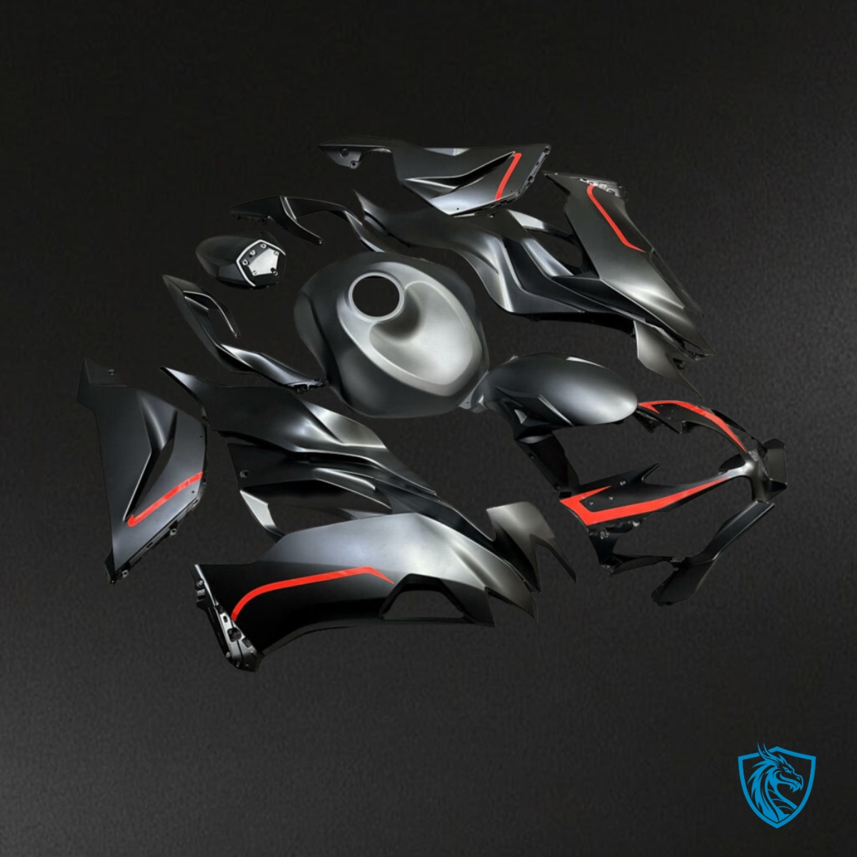 Kawasaki ZX6R (2019-2023) Matte Black & Red - Custom ABS Fairing Kit