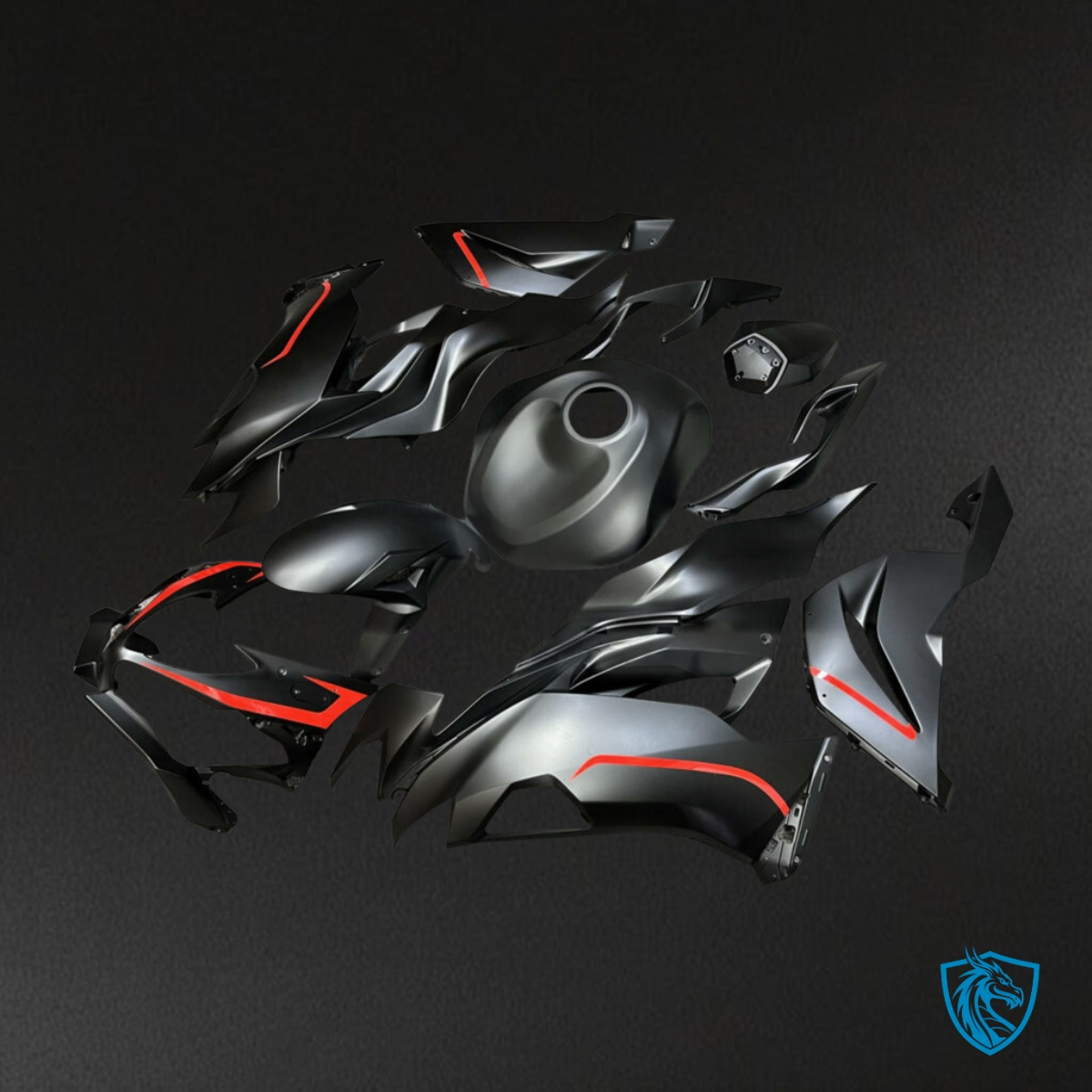 Kawasaki ZX6R (2019-2023) Matte Black & Red - Custom ABS Fairing Kit