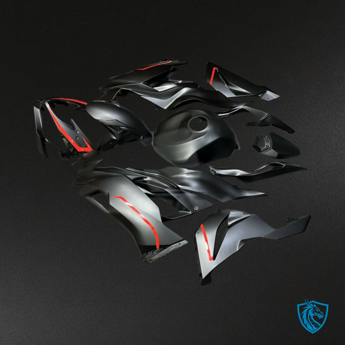 Kawasaki ZX6R (2019-2023) Matte Black & Red - Custom ABS Fairing Kit