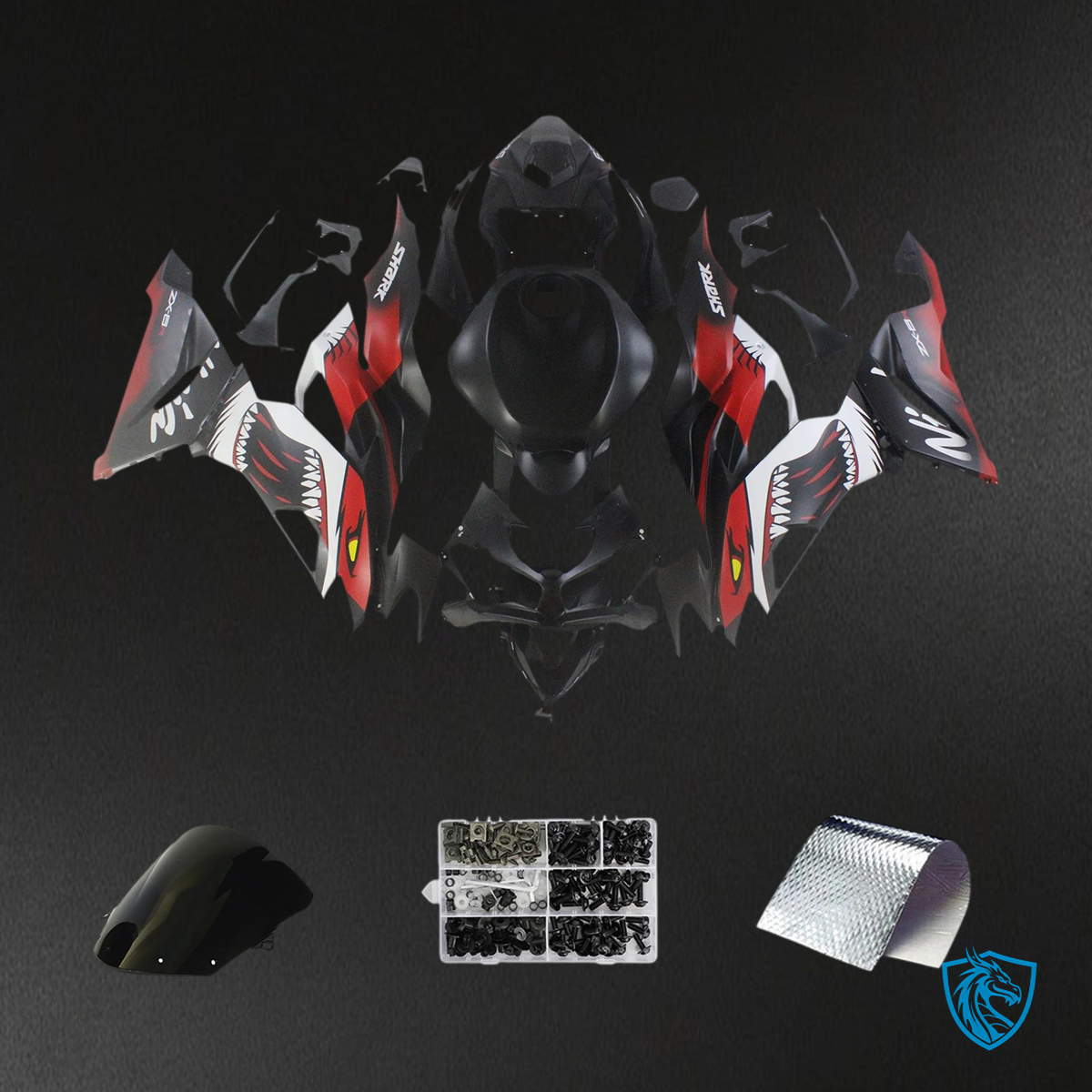 Kawasaki ZX6R (2019-2023) Matte Black & Red - Fairing Kit