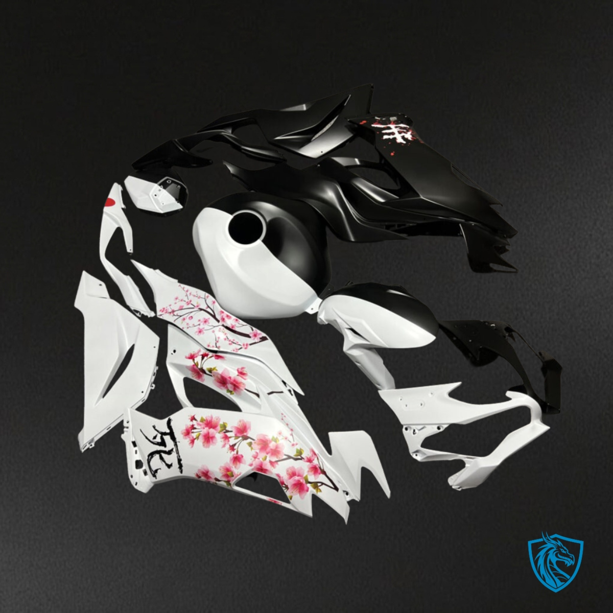Kawasaki ZX6R (2019-2023) Matte Black & White Split - MERGEment Motorcycle Fairings Kit