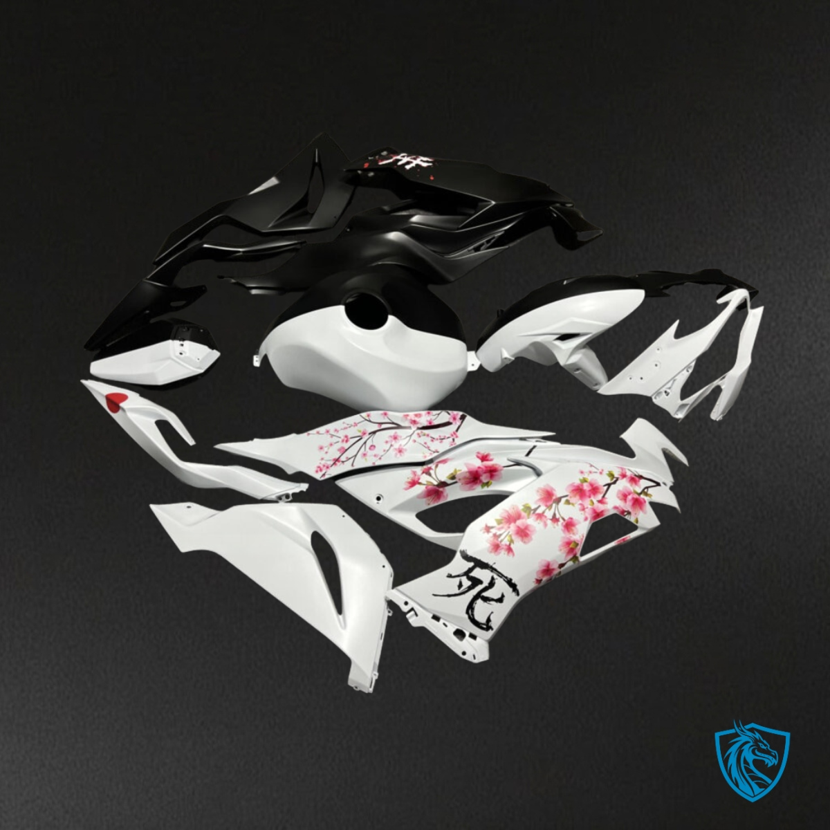 Kawasaki ZX6R (2019-2023) Matte Black & White Split - MERGEment Motorcycle Fairings Kit
