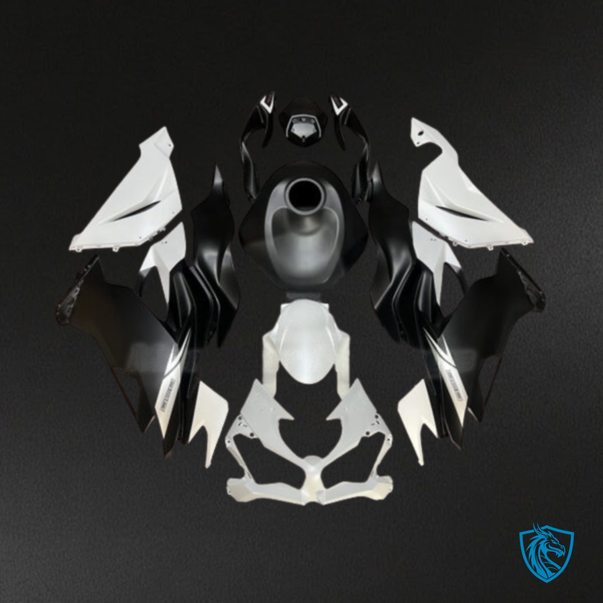 Kawasaki ZX6R (2019-2023) Matte Black & White Fairing Kit | ABS Bodywork