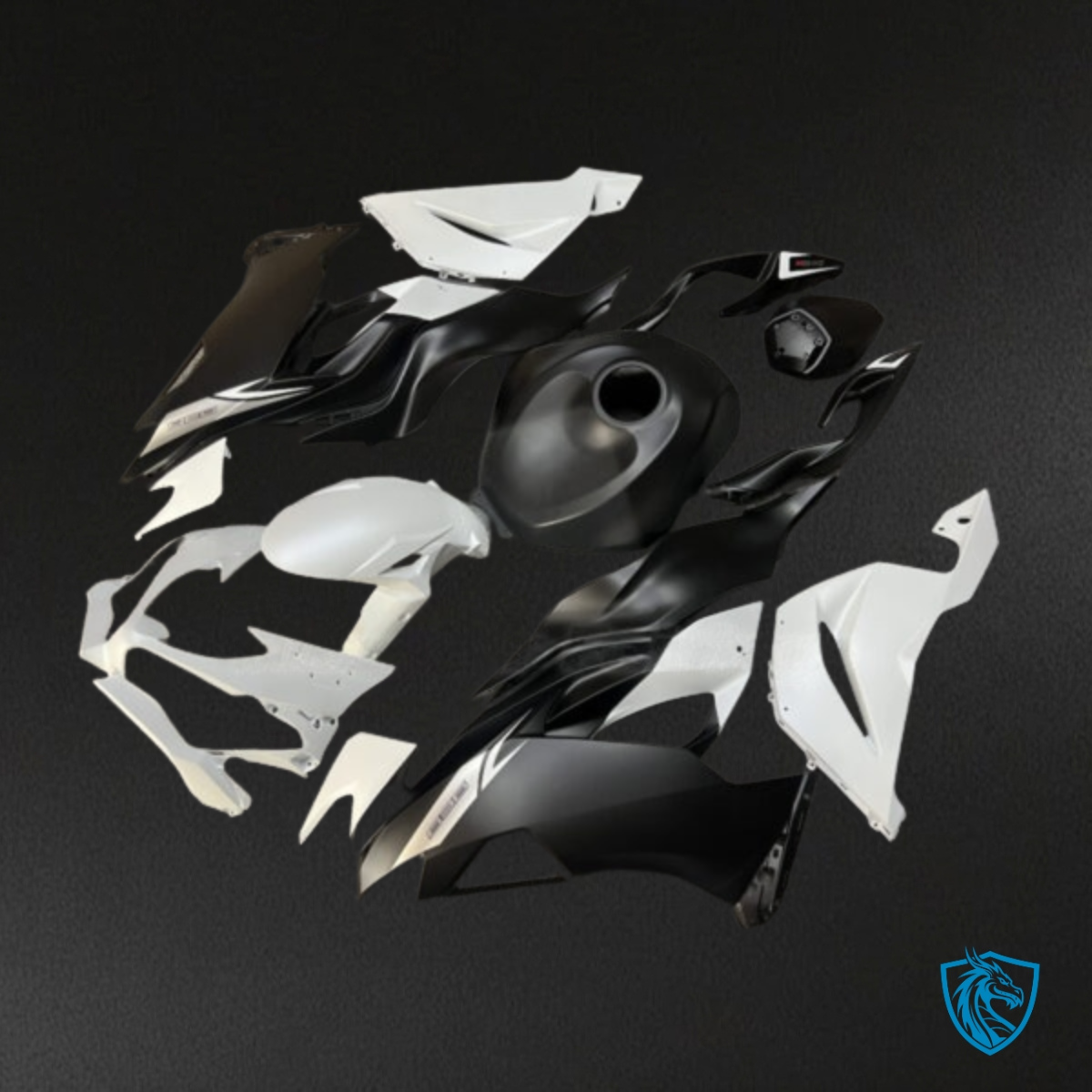 Kawasaki ZX6R (2019-2023) Matte Black & White Fairing Kit | ABS Bodywork