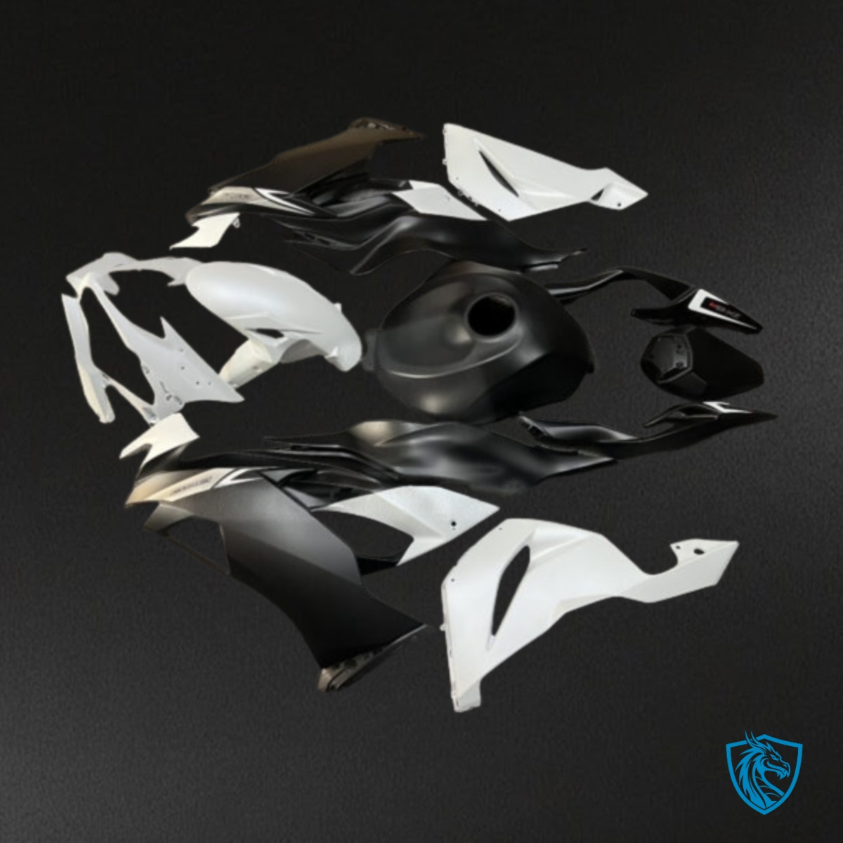 Kawasaki ZX6R (2019-2023) Matte Black & White Fairing Kit | ABS Bodywork
