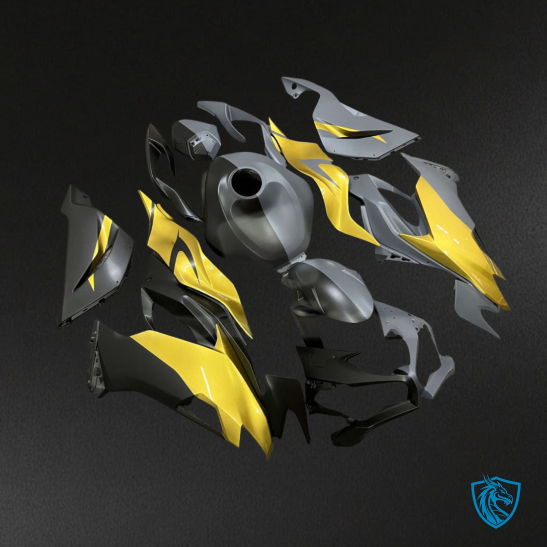Kawasaki ZX6R (2019-2023) Black, Dark Gray & Yellow - MERGEment Motorcycle Fairings Kit
