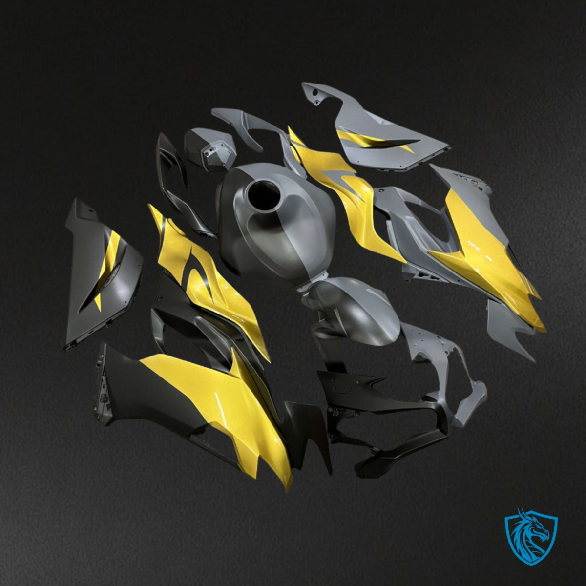 Kawasaki ZX6R (2019-2023) Black, Dark Gray & Yellow - MERGEment Motorcycle Fairings Kit