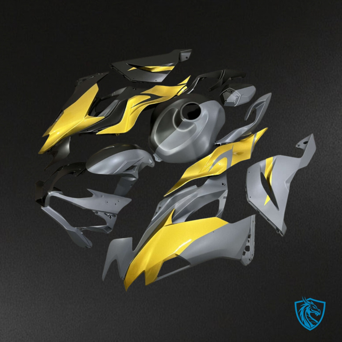 Kawasaki ZX6R (2019-2023) Black, Dark Gray & Yellow - MERGEment Motorcycle Fairings Kit
