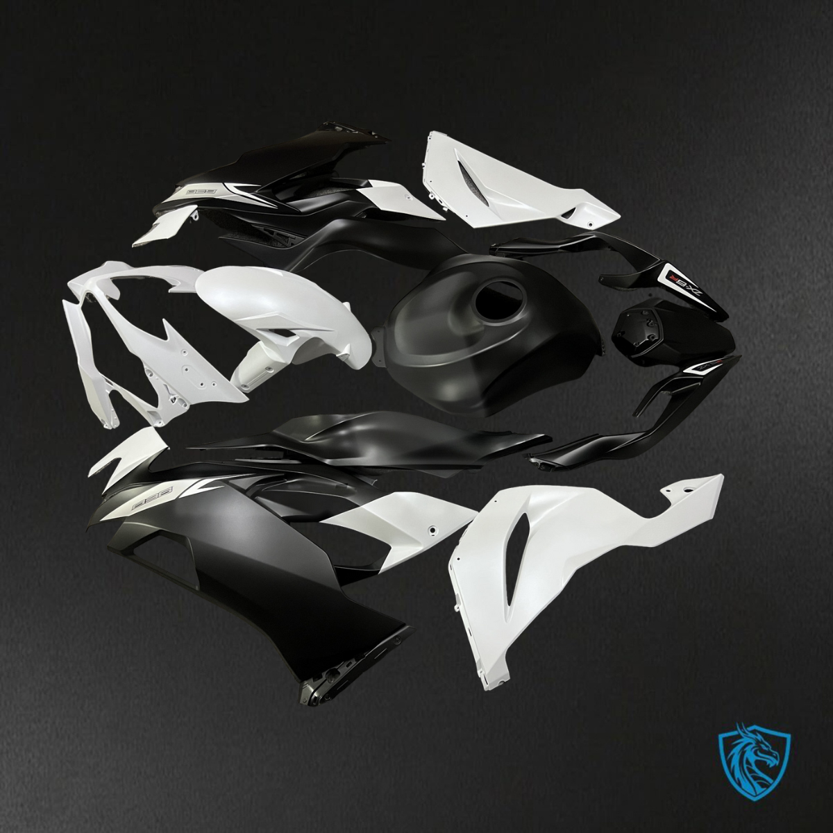 Kawasaki ZX6R (2019-2023) Matte Black & White - Replacement Motorcycle Fairings Kit
